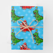クリスマス恐竜パターンTレックストリケラトプス ラッピングペーパーシート (インサイチュ)