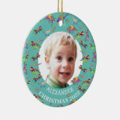 クリスマス恐竜パーソナライズされた写真2022セラミック セラミックオーナメント (右)