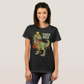 クリスマス恐竜ライトツリーレックス Tシャツ (正面フル)