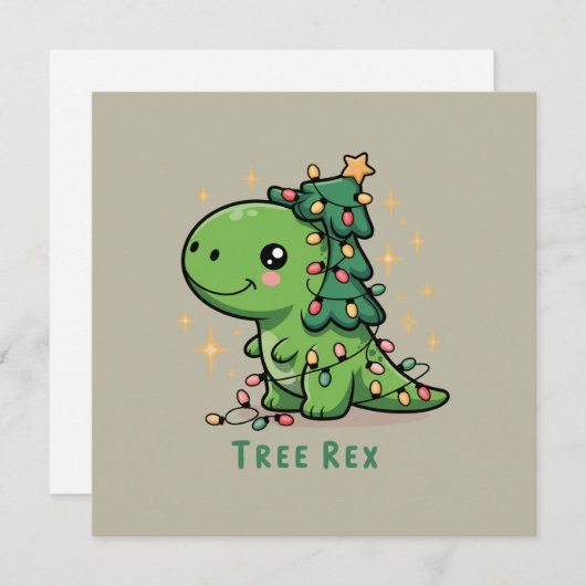 クリスマス恐竜ライトパーティーおもしろツリーT-Rex シーズンカード (正面/裏面)