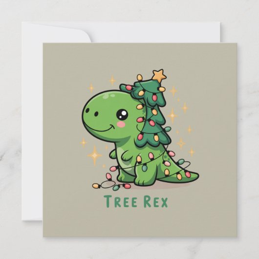 クリスマス恐竜ライトパーティーおもしろツリーT-Rex シーズンカード (正面)