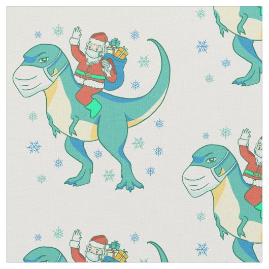 クリスマス恐竜顔マスクサンタ ファブリック (クローズアップ)