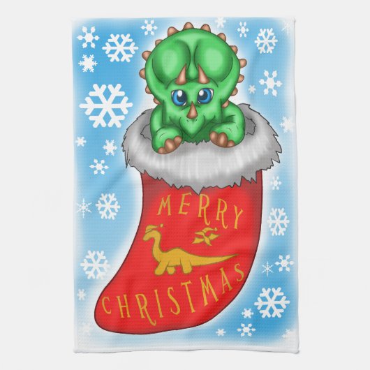 クリスマス恐竜 キッチンタオル (縦)