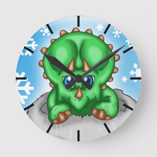 クリスマス恐竜 ラウンド壁時計 (正面)