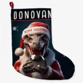 クリスマス恐竜 ラージクリスマスストッキング (正面)