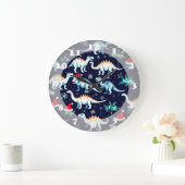 クリスマス恐竜 ラージ壁時計 (ホーム)