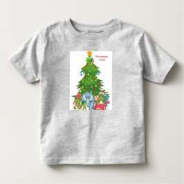 クリスマス恐竜Tシャツ2023カスタマイズ可能 トドラーTシャツ