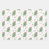 クリスマス恐竜Tレックス ラッピングペーパーシート (正面)