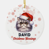 クリスマス恵みかわいいペルシャ猫オーナメント セラミックオーナメント (正面)