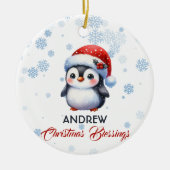 クリスマス恵みかわいいペンギンオーナメント セラミックオーナメント (正面)