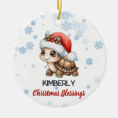 クリスマス恵みかわいい亀オーナメント セラミックオーナメント (正面)