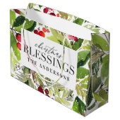 クリスマス恵みの水の色の葉がパーソナライズ ラージペーパーバッグ (裏面アングル)