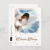 クリスマス恵みアフリカンアメリカン・エンジェル シーズンポストカード (正面/裏面)