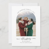クリスマス恵みアーチファミリーフォトホリデーカード シーズンカード (正面)