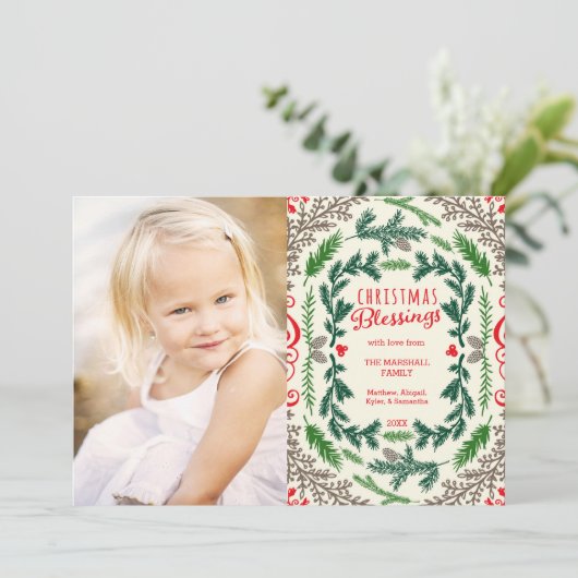 クリスマス恵みエレガントパイン写真 シーズンカード (スタンド正面)