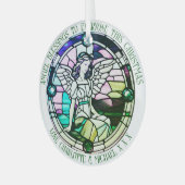 クリスマス恵みエンジェルグリーン染色 ガラスオーナメント (正面左)