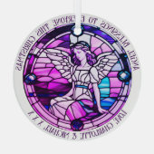 クリスマス恵みエンジェルパープルステンドグラス ガラスオーナメント (裏面)