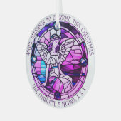 クリスマス恵みエンジェルパープルステンドグラス ガラスオーナメント (正面左)