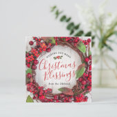 クリスマス恵みカードとホリーリース カード (スタンド正面)