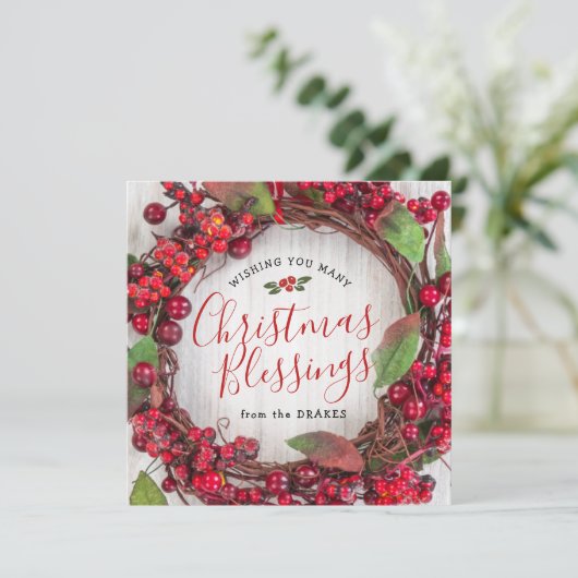 クリスマス恵みカードとホリーリース カード (スタンド正面)