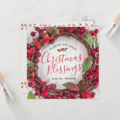 クリスマス恵みカードとホリーリース カード (正面/裏面インサイチュ)