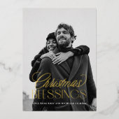 クリスマス恵みスタイリッシュ文字オーバーレイ1 – 写真 箔シーズンカード (正面)