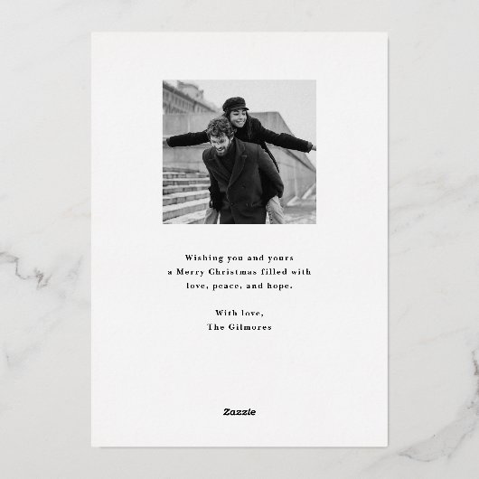 クリスマス恵みスタイリッシュ文字オーバーレイ1 – 写真 箔シーズンカード (裏面)