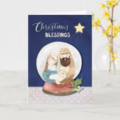 クリスマス恵みスノーグローブ聖なる家族（星付き） カード (黄色い花)