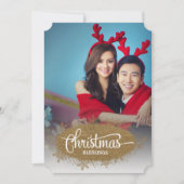 クリスマス恵みスパークリーグリッターフォトホリデー シーズンカード (正面)