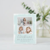 クリスマス恵みパステルグリーンフォトコラージュ シーズンポストカード (スタンド正面)