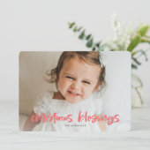 クリスマス恵みフォトピンクシンプルキモダンッズ シーズンカード (スタンド正面)