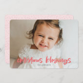 クリスマス恵みフォトピンクシンプルキモダンッズ シーズンカード (正面/裏面)