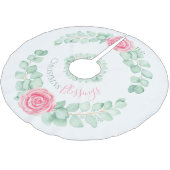 クリスマス恵みフローラユーカリプトゥスウォーターカラー ブラッシュドポリエステルツリースカート (アングル)