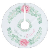 クリスマス恵みフローラユーカリプトゥスウォーターカラー ブラッシュドポリエステルツリースカート (正面)