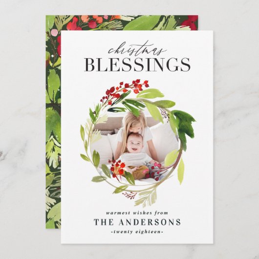 クリスマス恵みフローラリース写真 シーズンカード (正面/裏面)