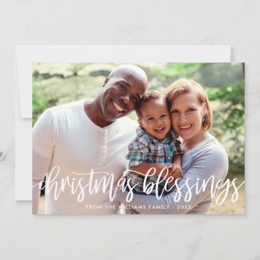 クリスマス恵みブラシスクリプトファミリーフォト シーズンカード (正面)