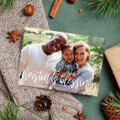 クリスマス恵みブラシスクリプトファミリーフォト シーズンカード