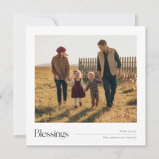 クリスマス恵みミニマル家族写真 シーズンカード (正面)