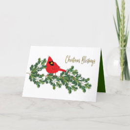 クリスマス恵みレッド（鳥）ショウジョウコウカンチョウオンパインブランチ シーズンカード
