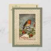クリスマス恵みロビンヴィンテージ再生 ポストカード (正面/裏面)
