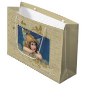 クリスマス恵みヴィンテージ天使 ラージペーパーバッグ (正面アングル)