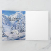 クリスマス恵み冬の風景と白キツネ カード (内部)