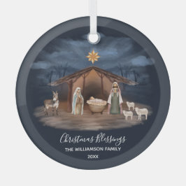 クリスマス恵み出生クリスチャン ガラスオーナメント