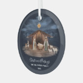 クリスマス恵み出生クリスチャン ガラスオーナメント (正面左)