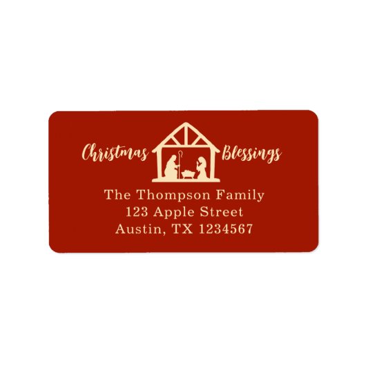 クリスマス恵み出生金ゴールドタイポグラフィ ラベル (正面)