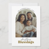 クリスマス恵み宗教的金ゴールドアーチ写真 シーズンカード (正面)