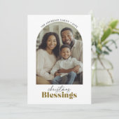 クリスマス恵み宗教的金ゴールドアーチ写真 シーズンカード (スタンド正面)