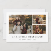 クリスマス恵み家族3写真ミニマリスト シーズンカード (正面)