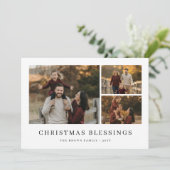 クリスマス恵み家族3写真ミニマリスト シーズンカード (スタンド正面)