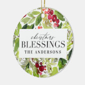 クリスマス恵み水彩リース写真 セラミックオーナメント (左)